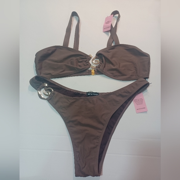 PrettyLittleThing Other - PrettyLittleThing Chocolate Bikini with Gold Detail